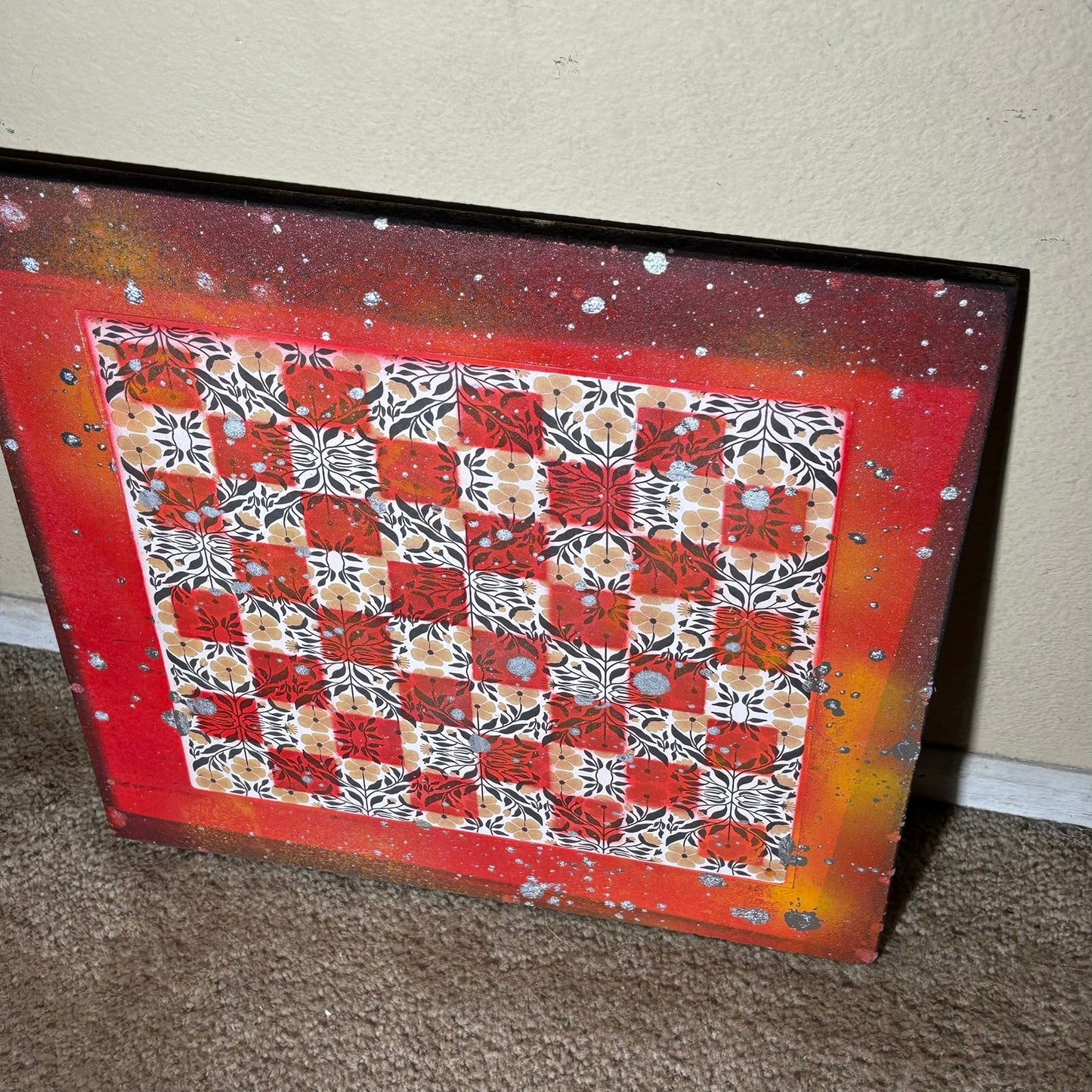 Red Yellow Chrome Drip - Large Scrapbook Chess Board