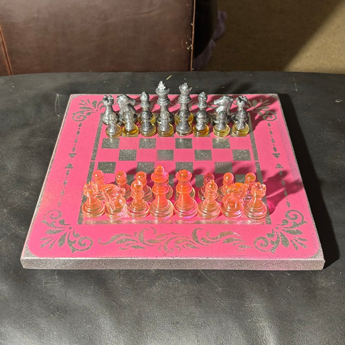 Chrome Pink - Painted Chess Set