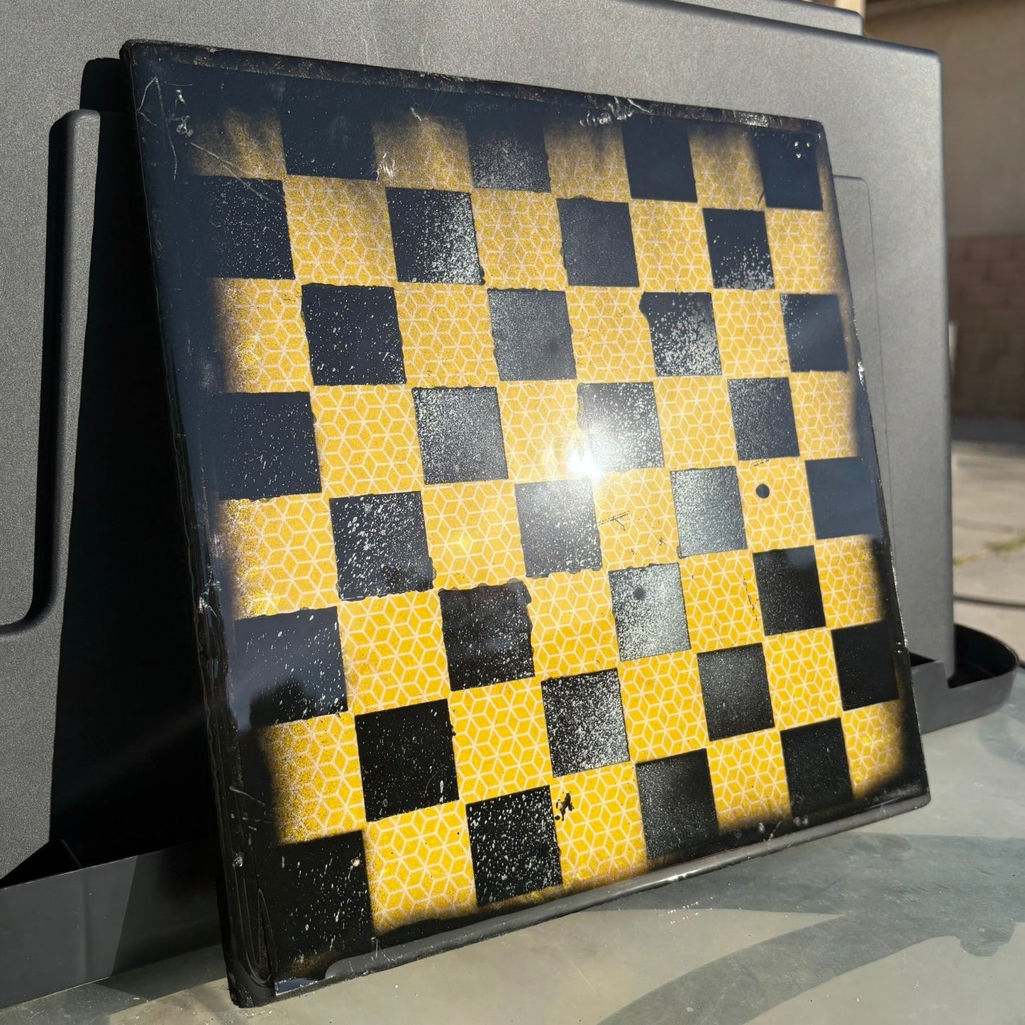 Yellow Hex - Resin Coated Chess Board