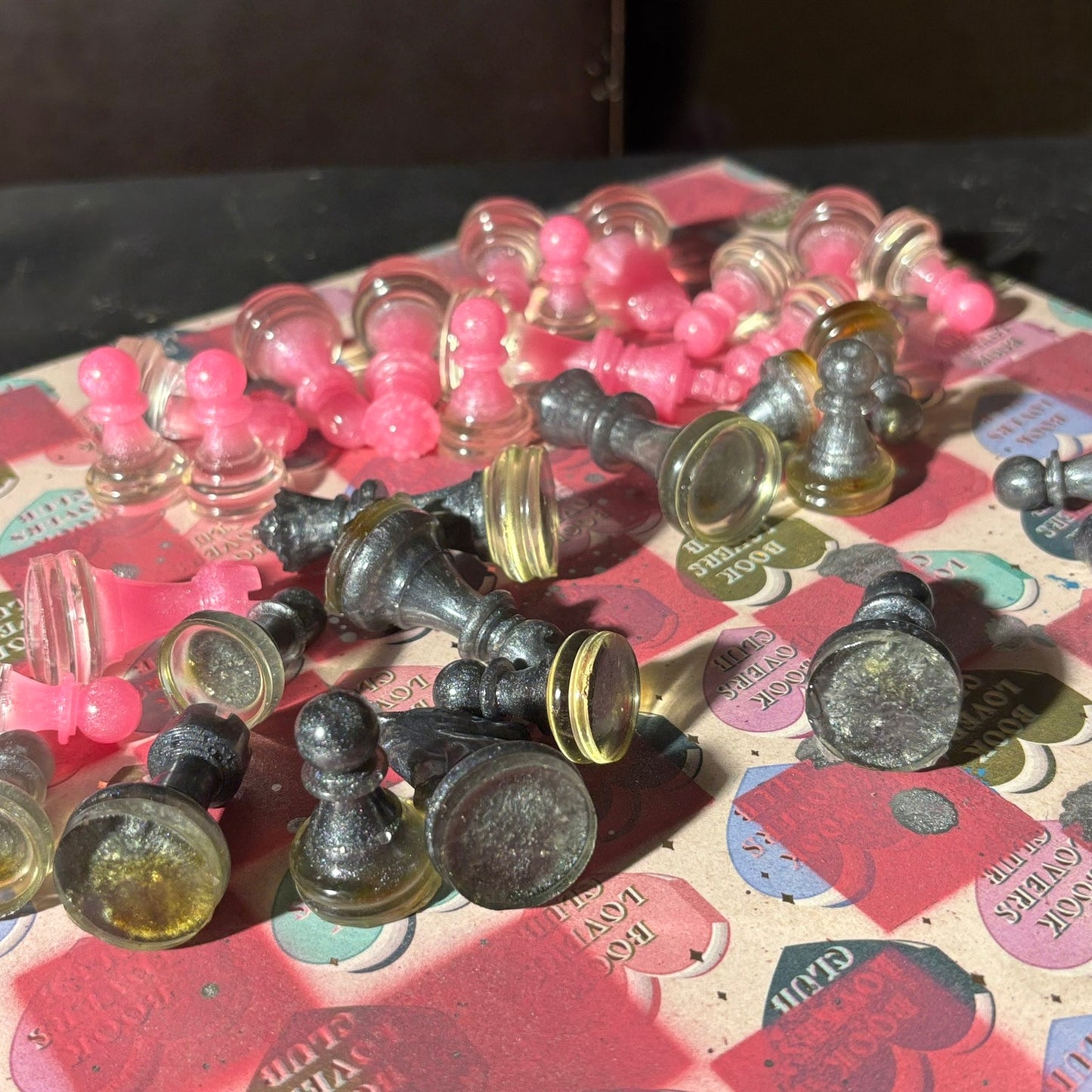 Pink Hearts - Scrapbook Chess Set