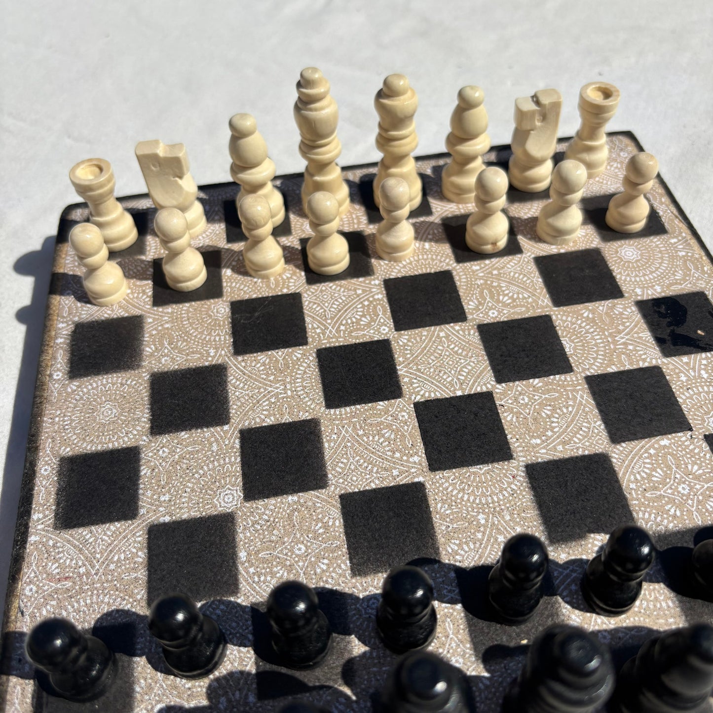 Vintage Cream Pattern - Scrapbook Chess Set