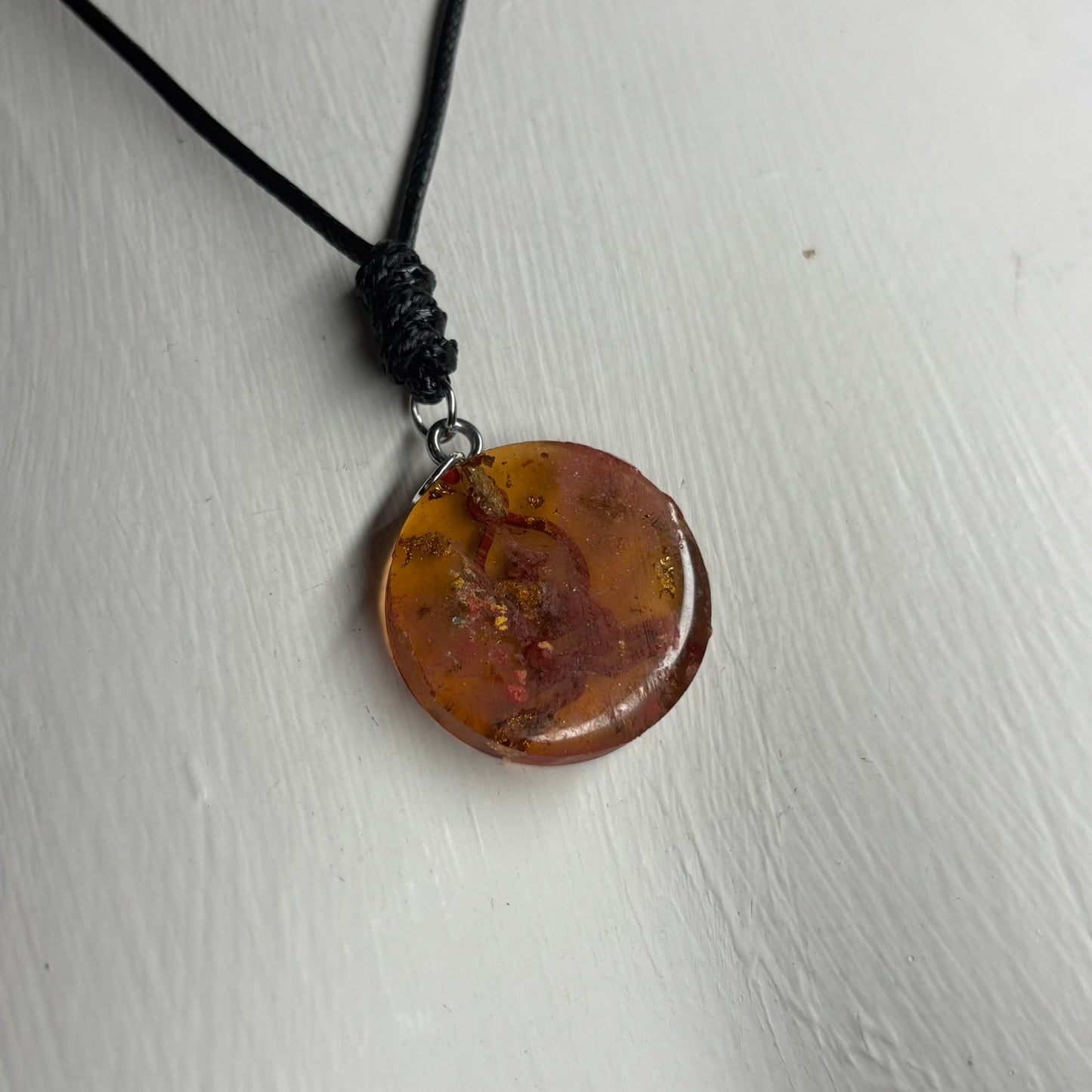 Amber Red Bishop - Handmade Resin Chess Necklace