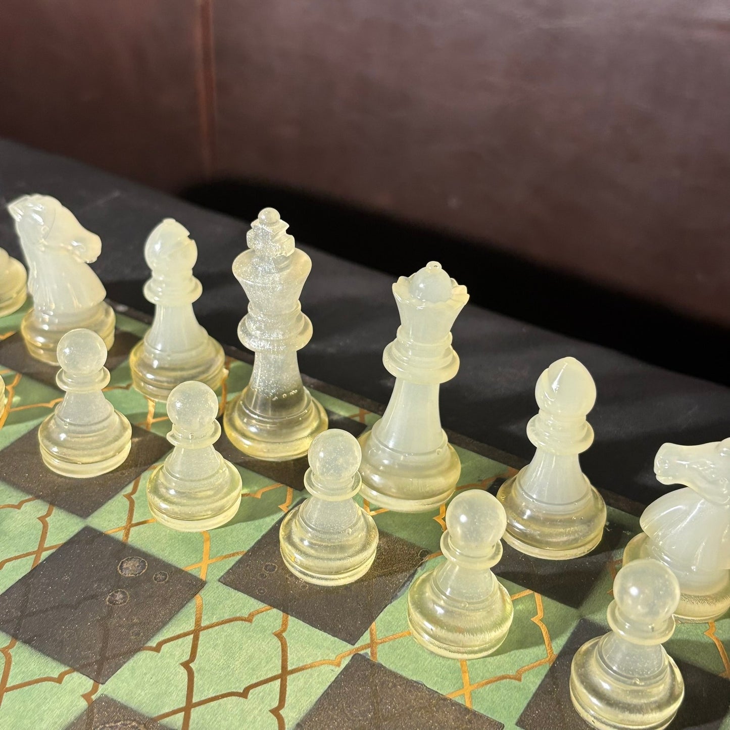 Gold Striped Green - Scrapbook Chess Set