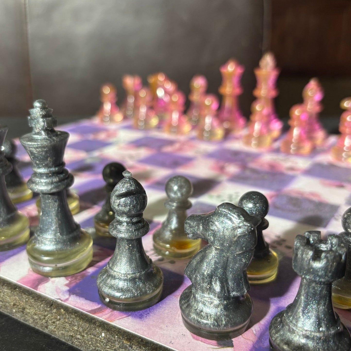 Pink Rose Purple - Scrapbook Chess Set