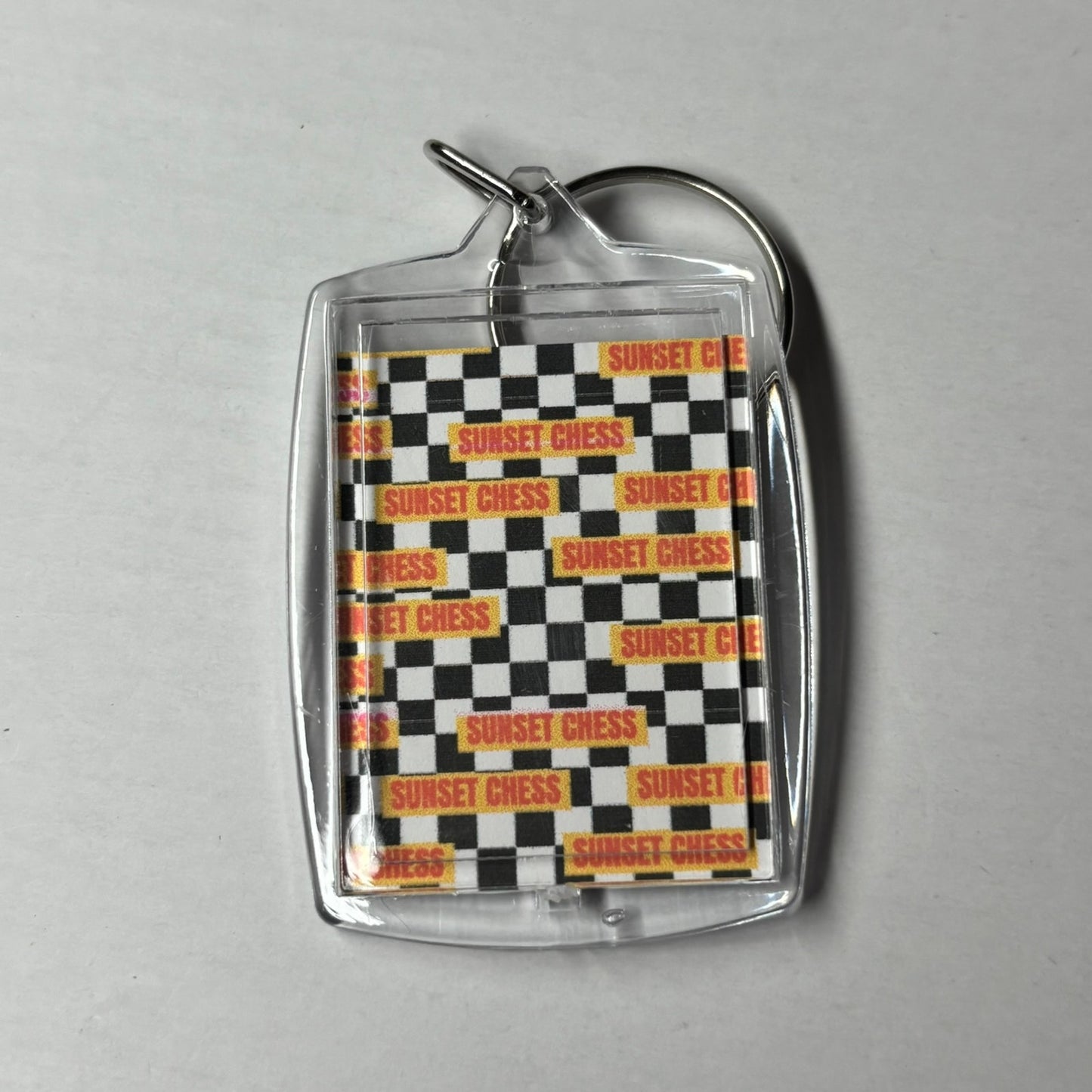 Blank Faces - Sunset Chess Photo Keychain