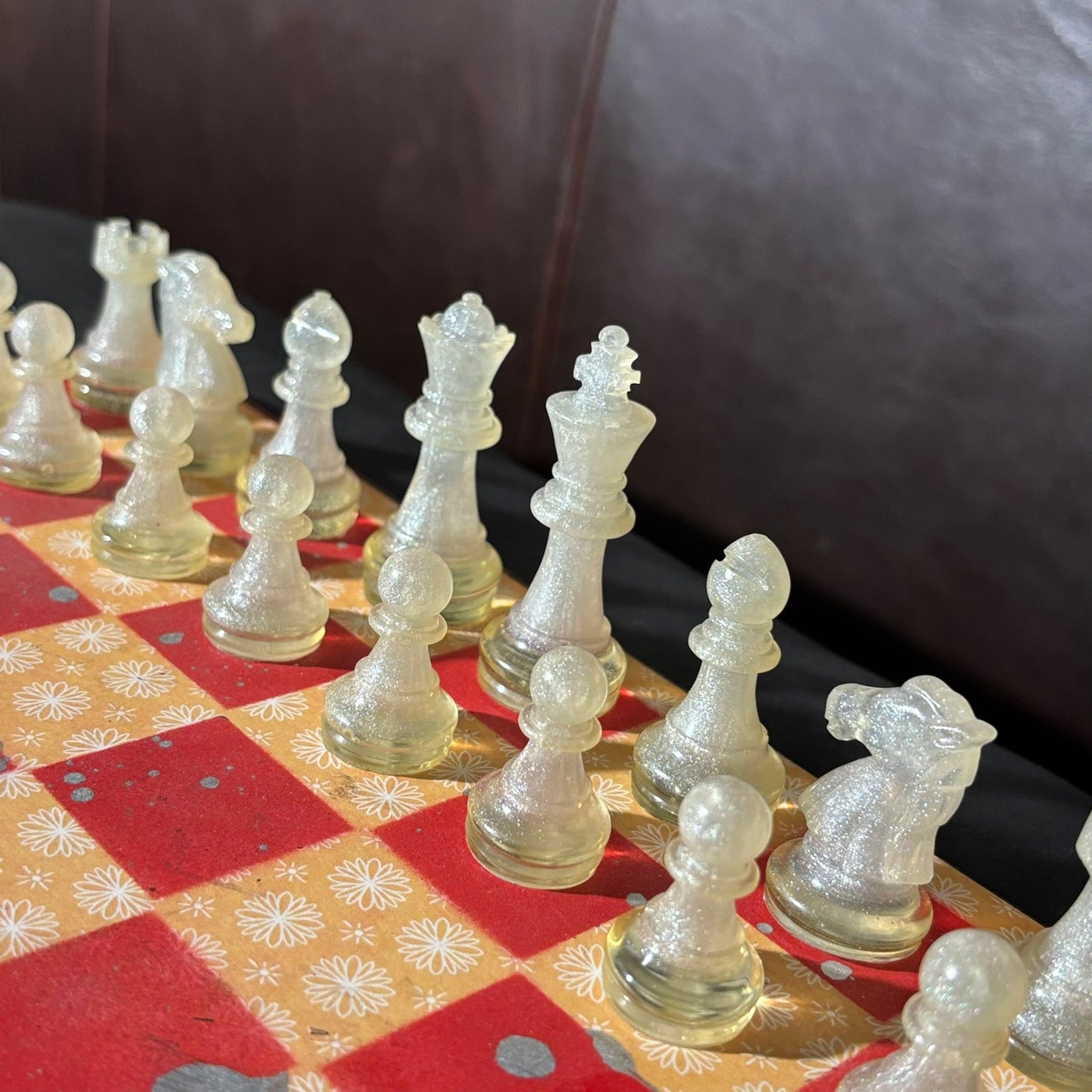 Yellow Patterned Red - Scrapbook Chess Set
