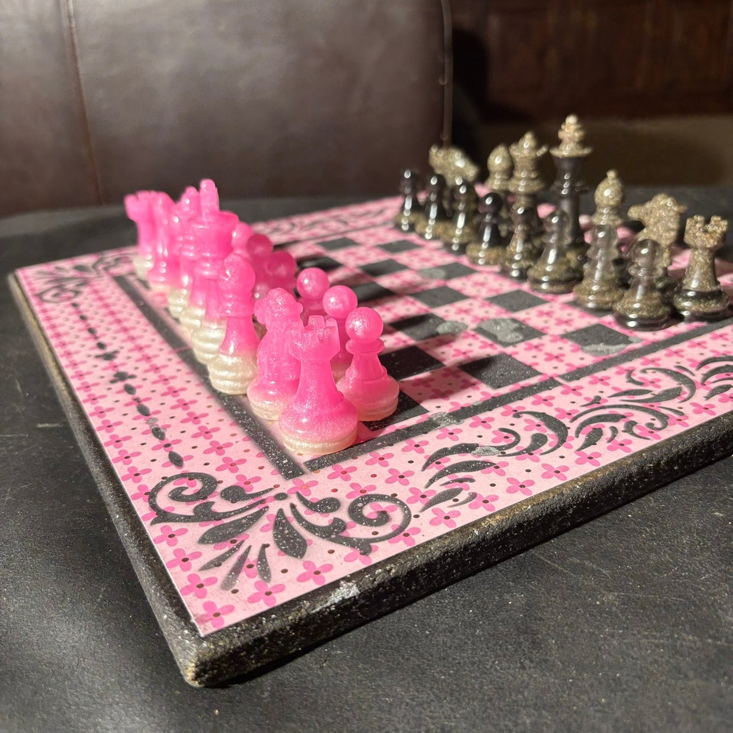 Pink Pattern - Scrapbook Chess Set