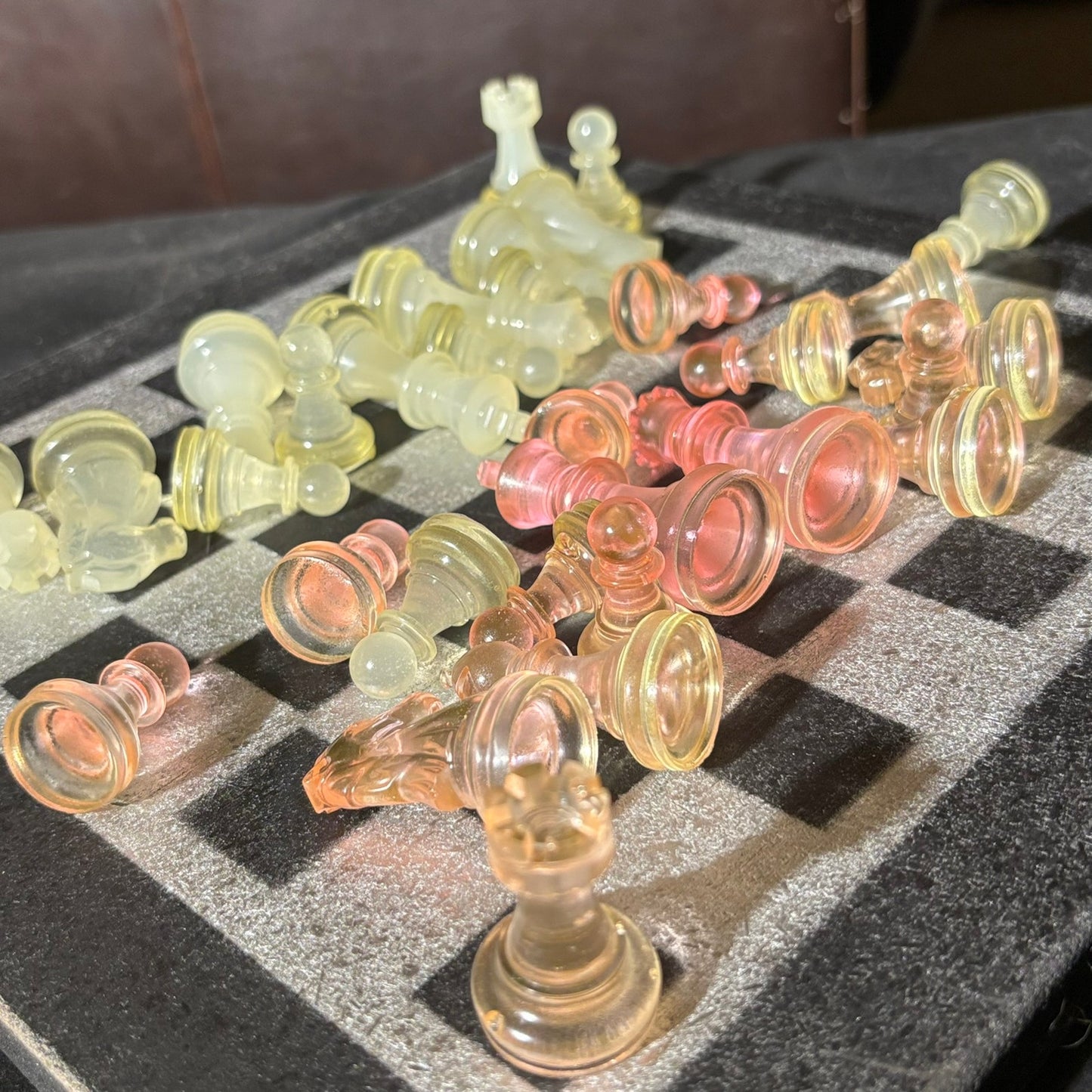 Chrome Pink Shade - Painted Chess Set