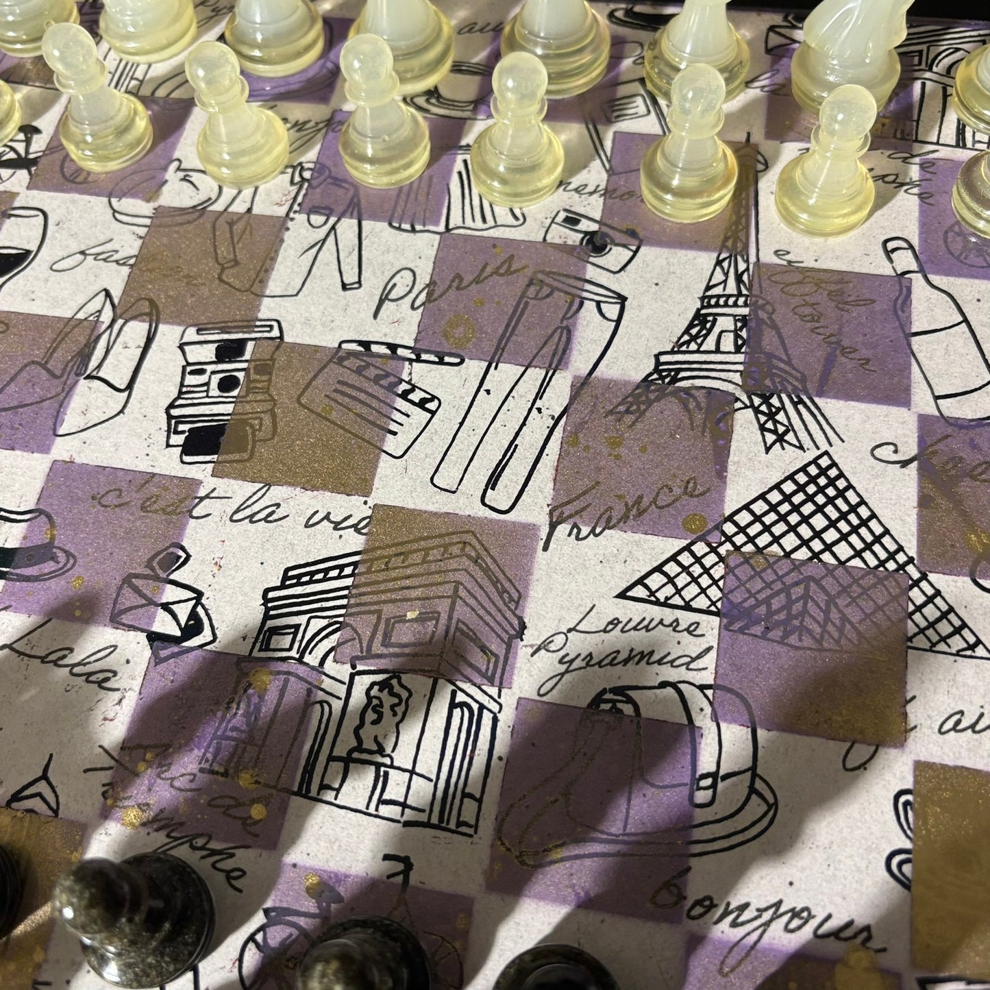 Fashionable Purple - Scrapbook Chess Set