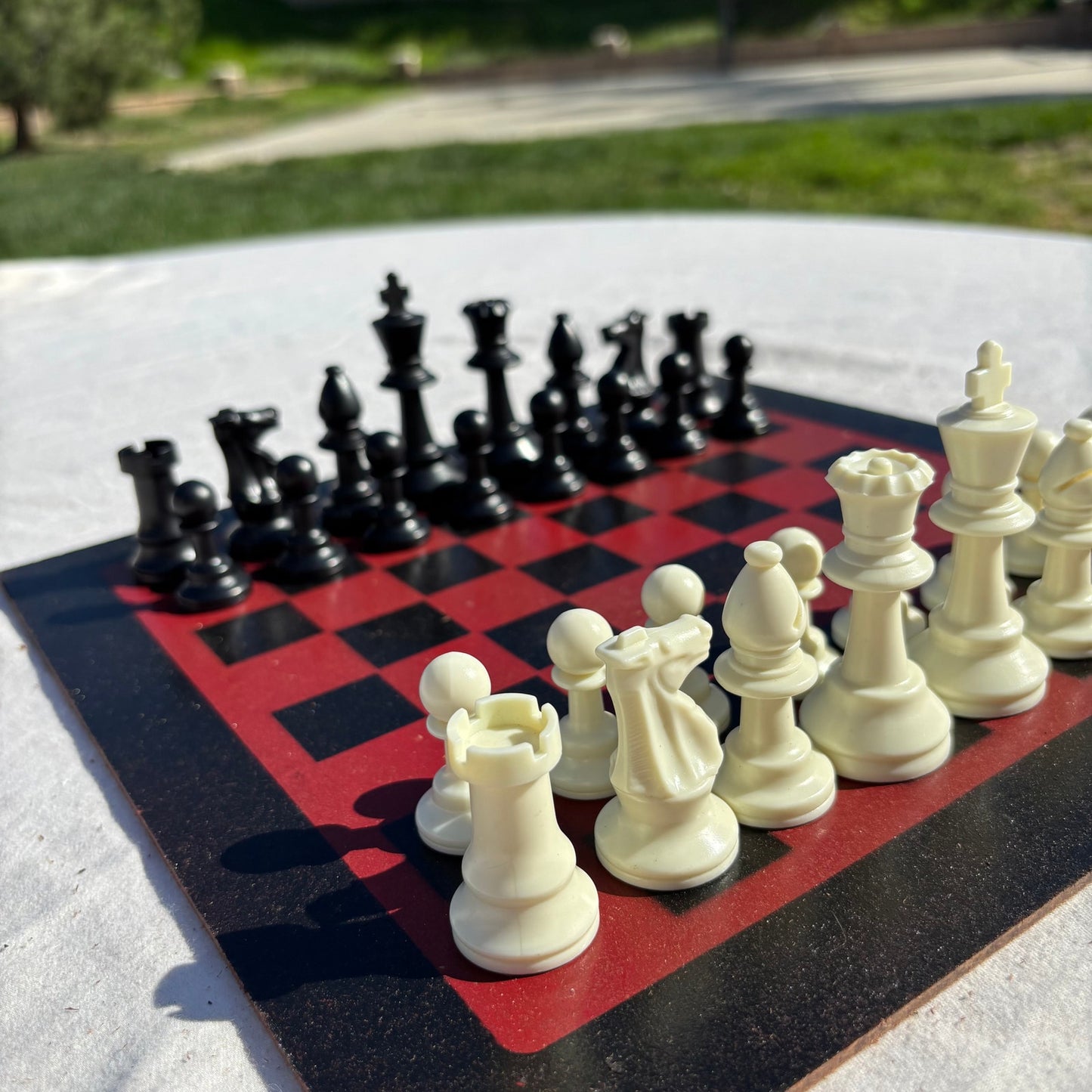 Wine Red- Painted Chess Set
