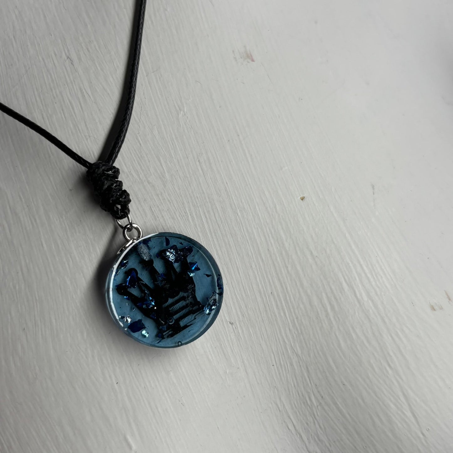 Translucent Blue Queen - Handmade Resin Chess Necklace