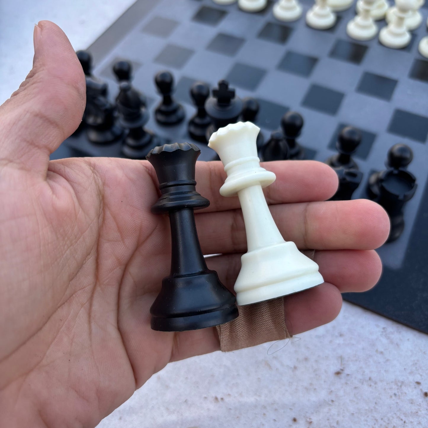 Gray & Black - Painted Chess Set