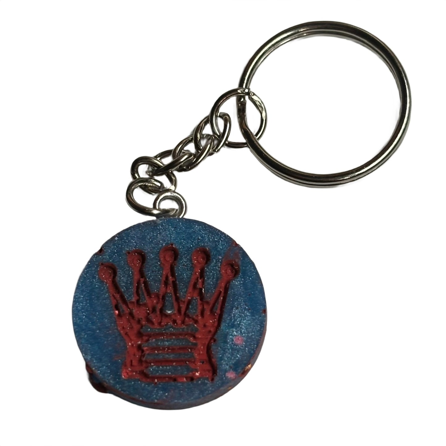 Deep Blue King, Red Lining - Handmade Resin Keychain - Flat Edition