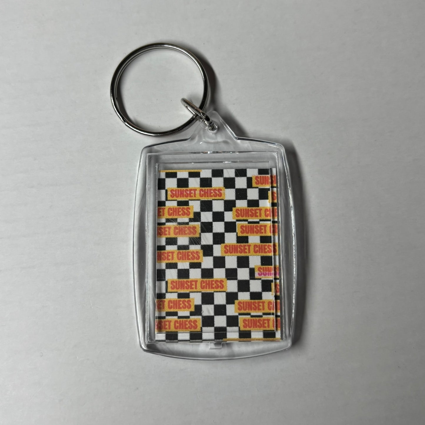 Black & White War - Sunset Chess Photo Keychain