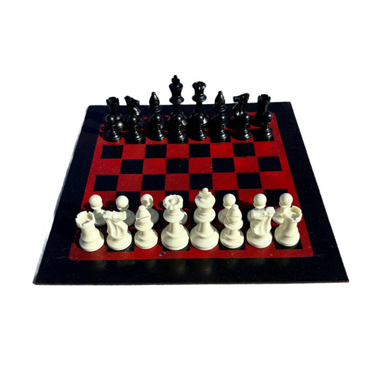 Simple Red - Painted Chess Set