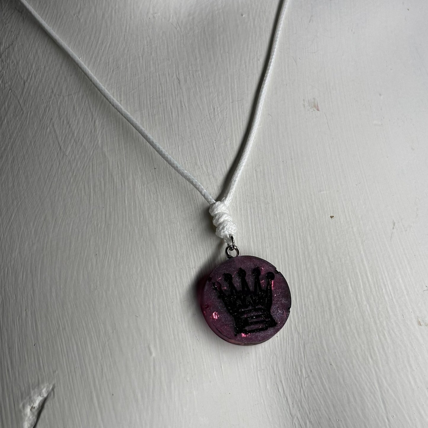 Dark Purple Queen - Handmade Resin Chess Necklace