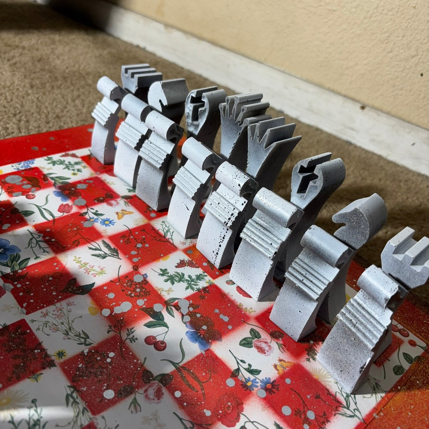 Red Orangish Fire - Large Deluxe Chess Set