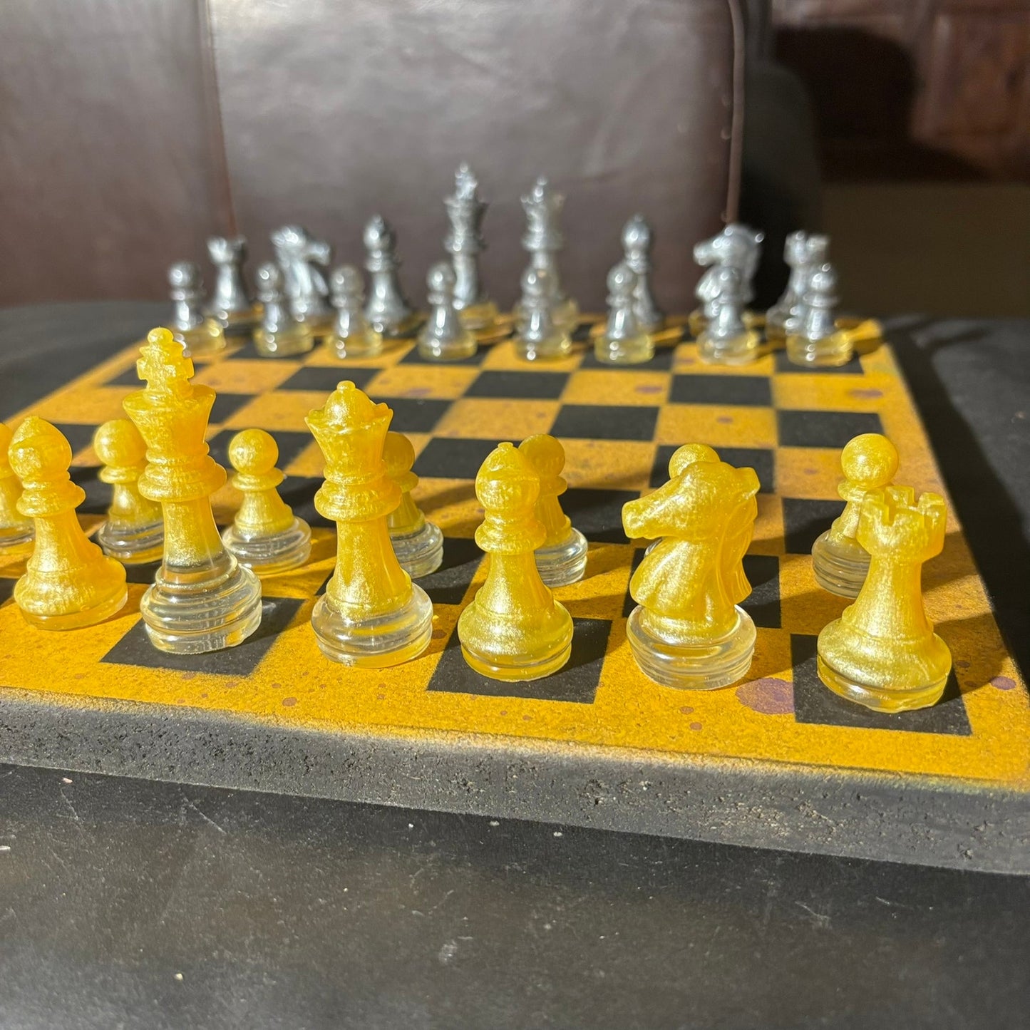 Yellow & Black - Painted Chess Set