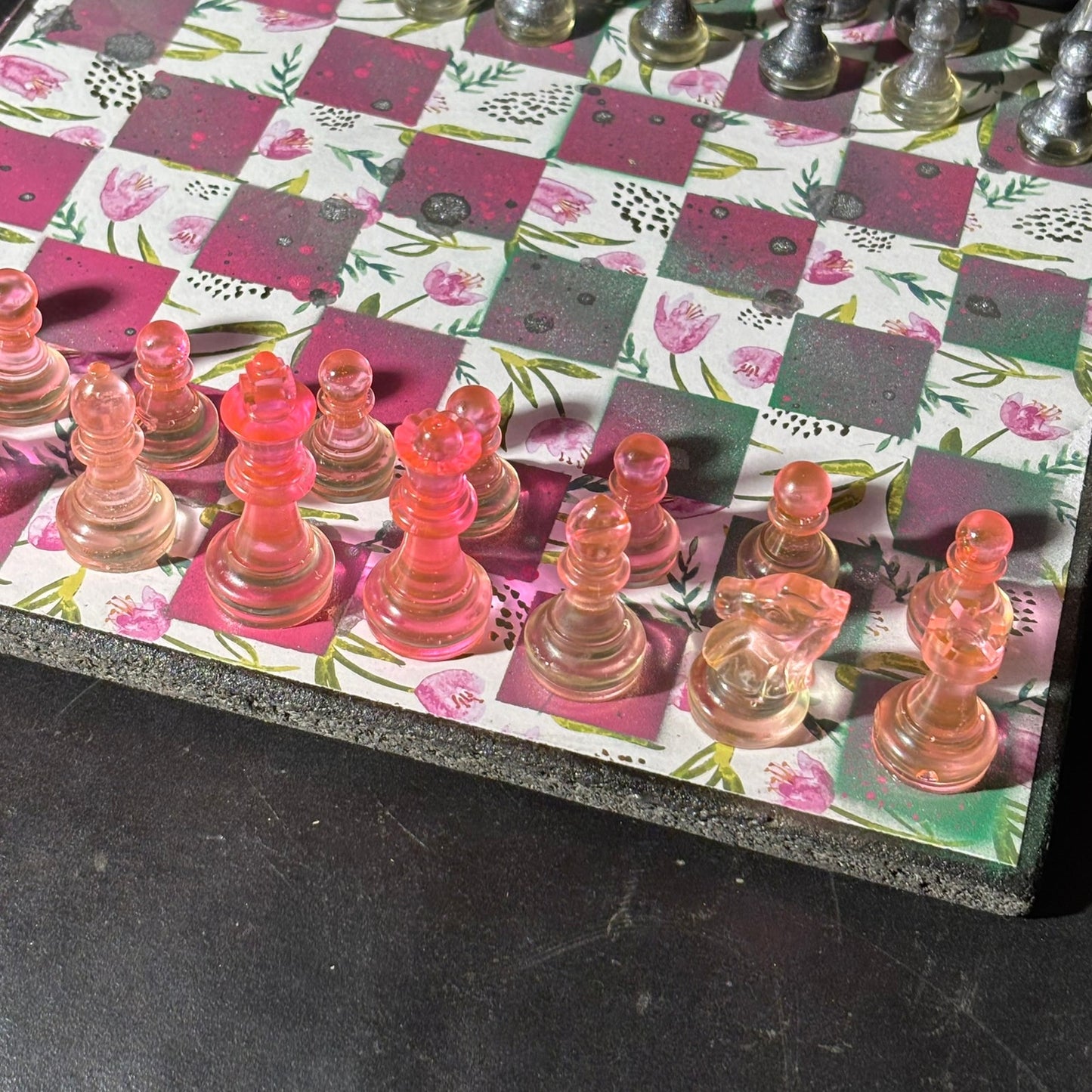 Vibrant Pink Lush - Scrapbook Chess Set