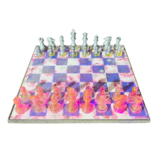 Pink Rose Purple - Scrapbook Chess Set
