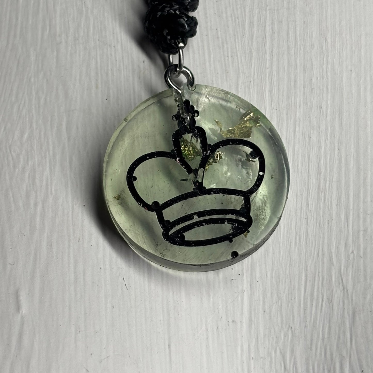 Lemon Green King - Handmade Resin Chess Necklace