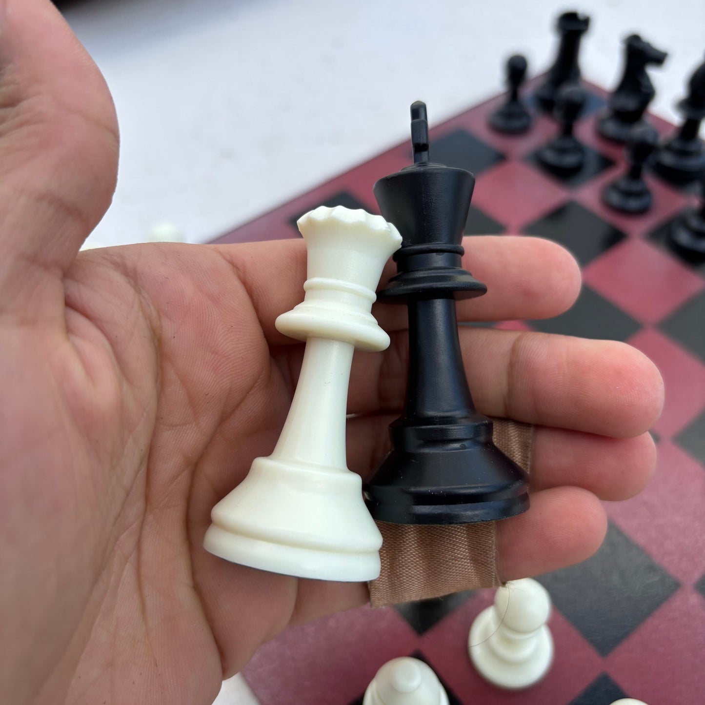 Burgundy Red - Painted Chess Set
