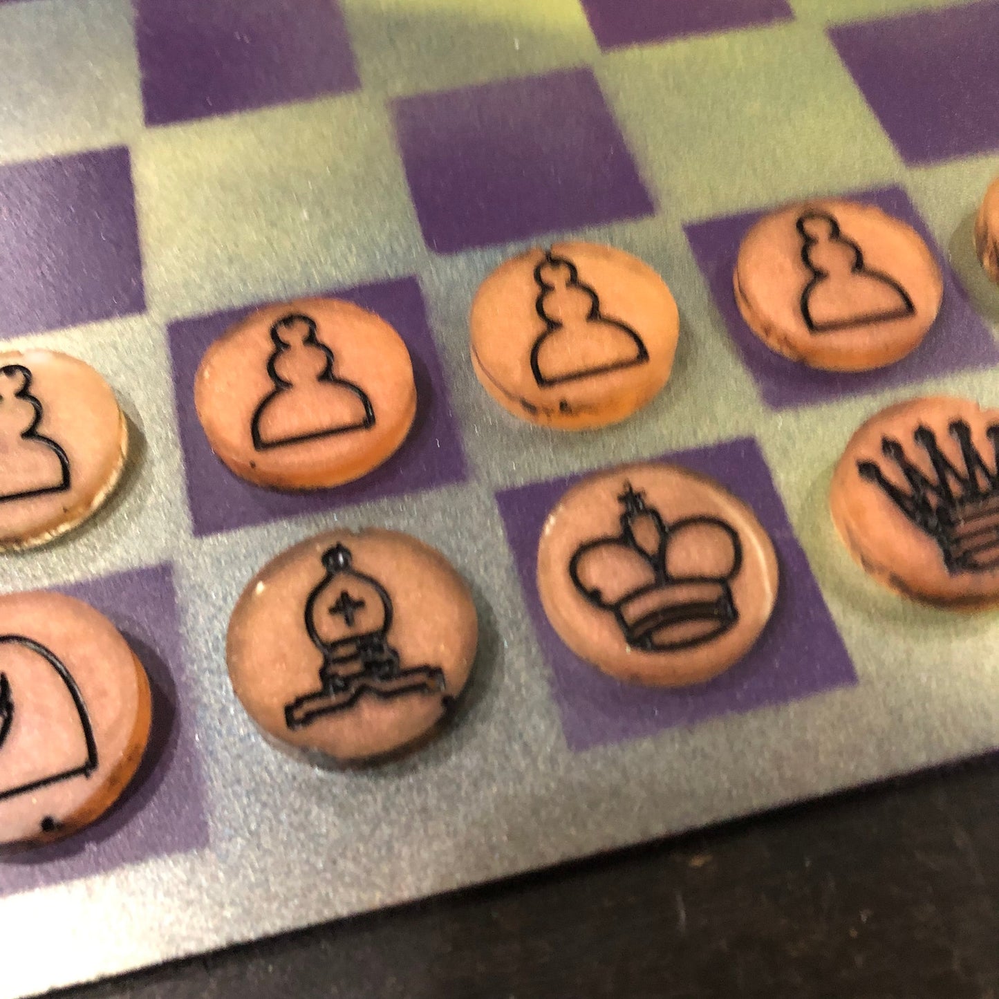 Vintage Purple & Green - Painted Chess Set