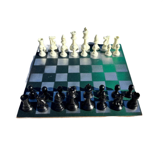 Chrome Green - Painted Chess Set