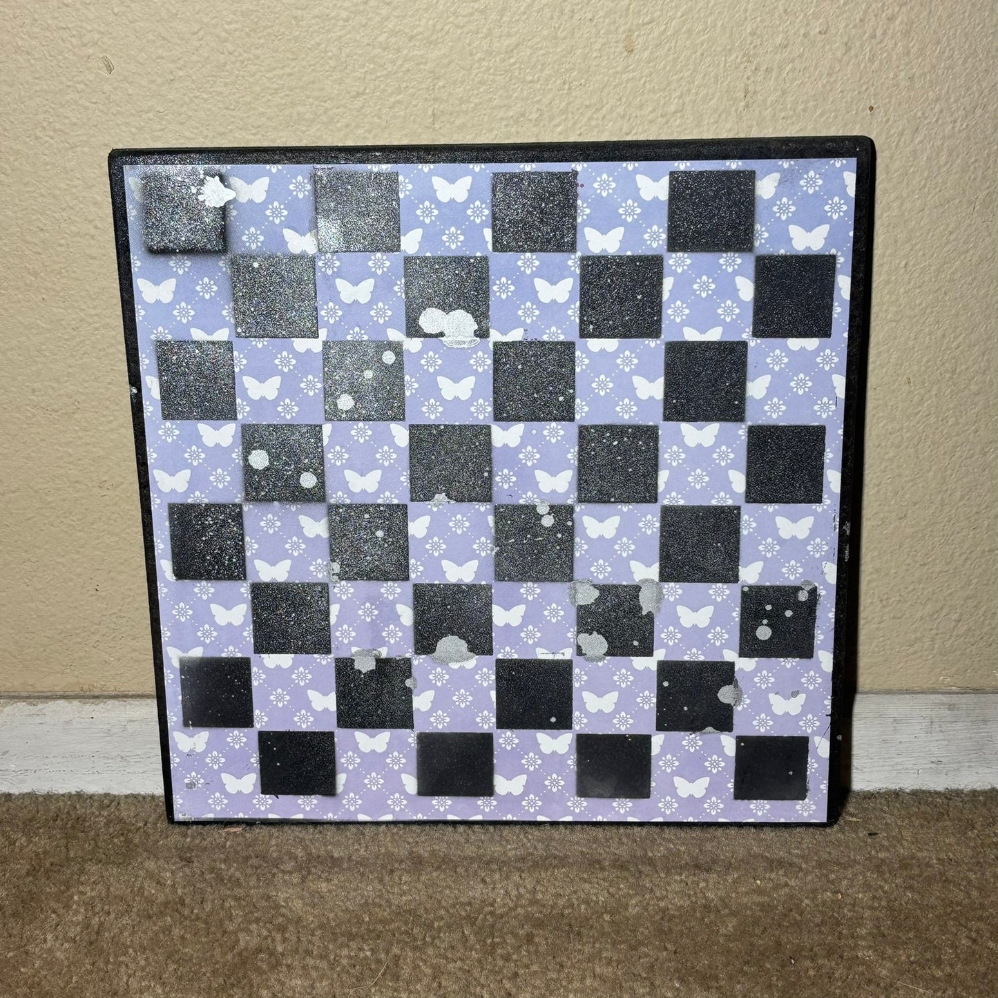 Light Purpled Butterflies - Scrapbook Chess Board