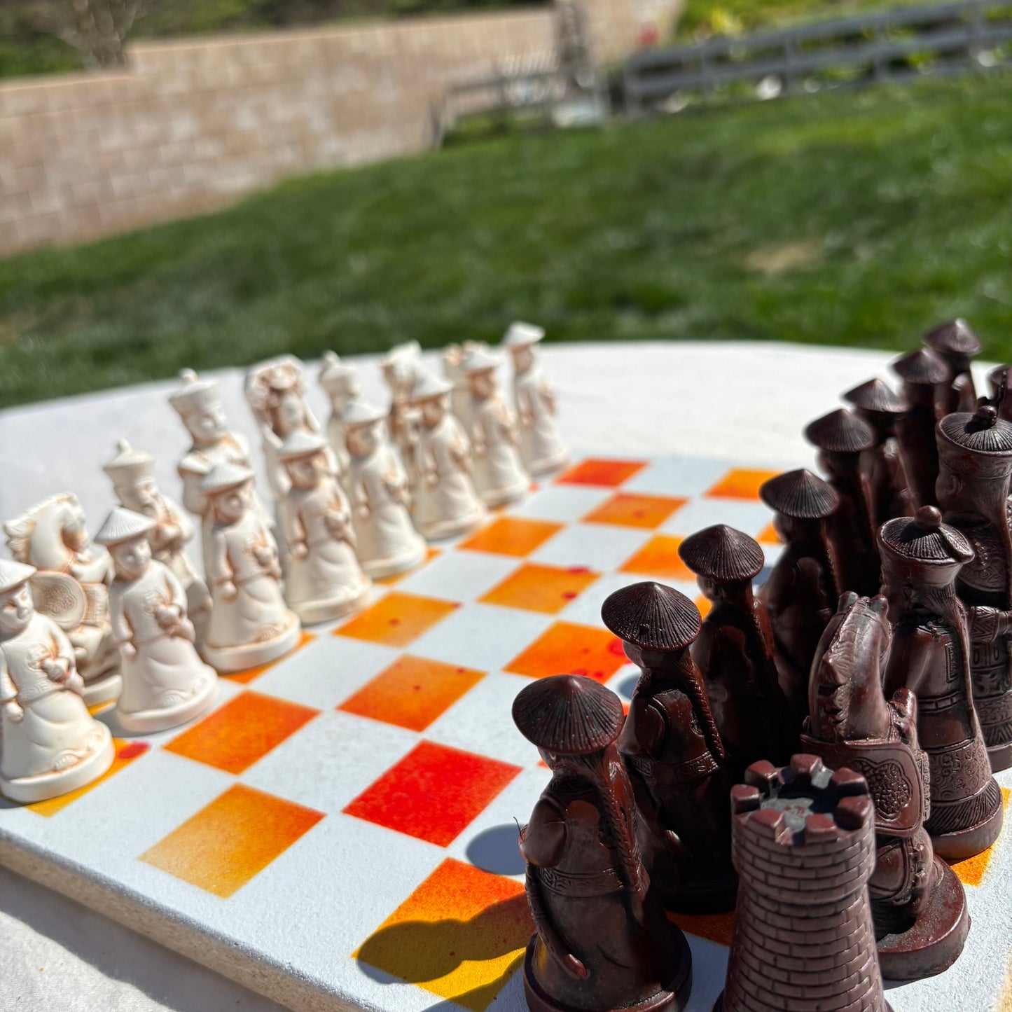 Fire Orange & White - Chinese Edition Chess Set