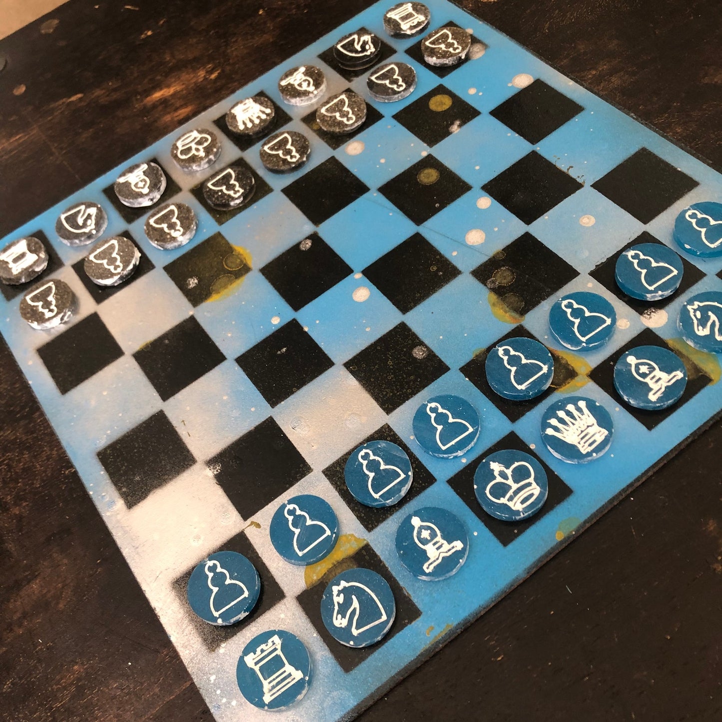 Cloudy Blue - Painted Chess Set
