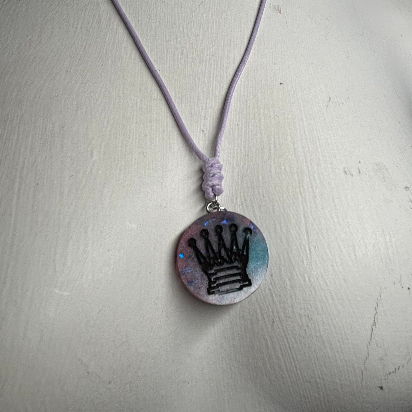 Cosmic Space Queen - Handmade Resin Chess Necklace