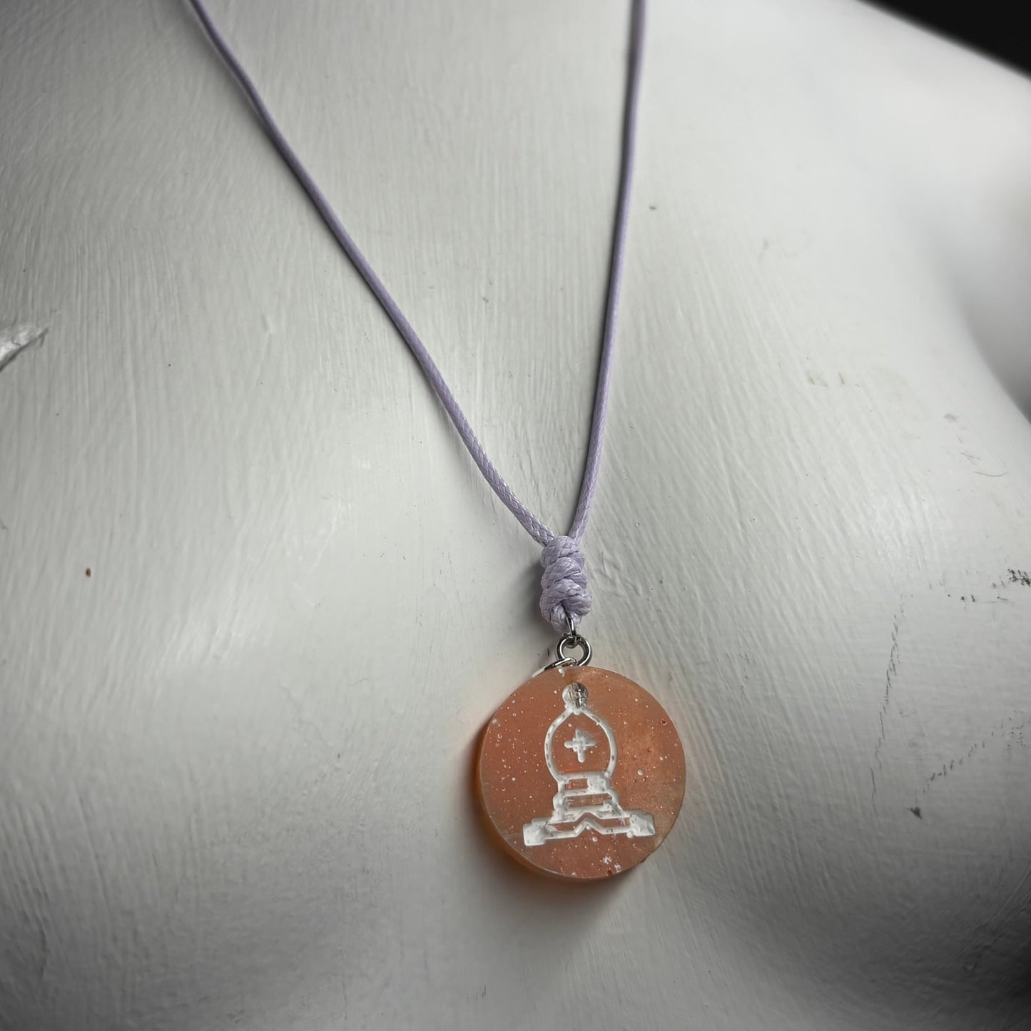 Orange Pawn - Handmade Resin Chess Necklace