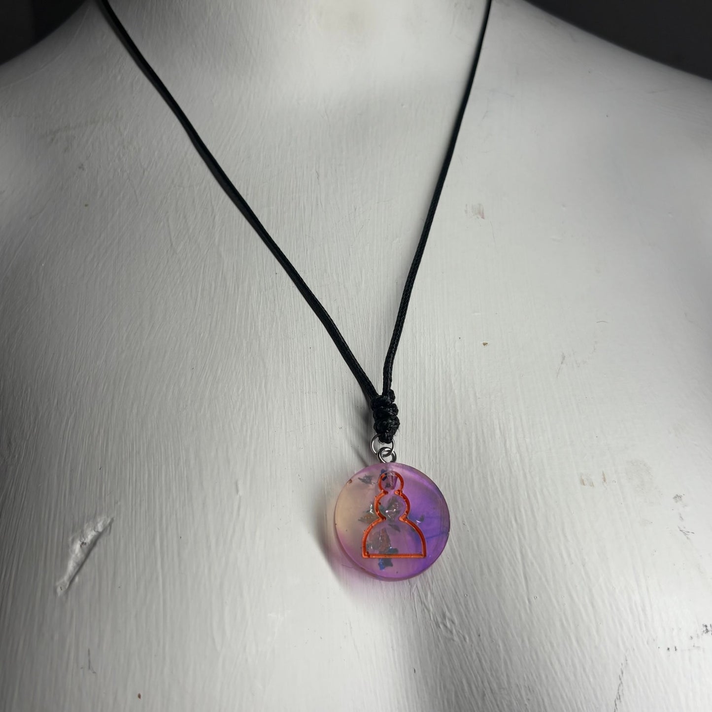 Cosmic Purple Pawn - Handmade Resin Chess Necklace