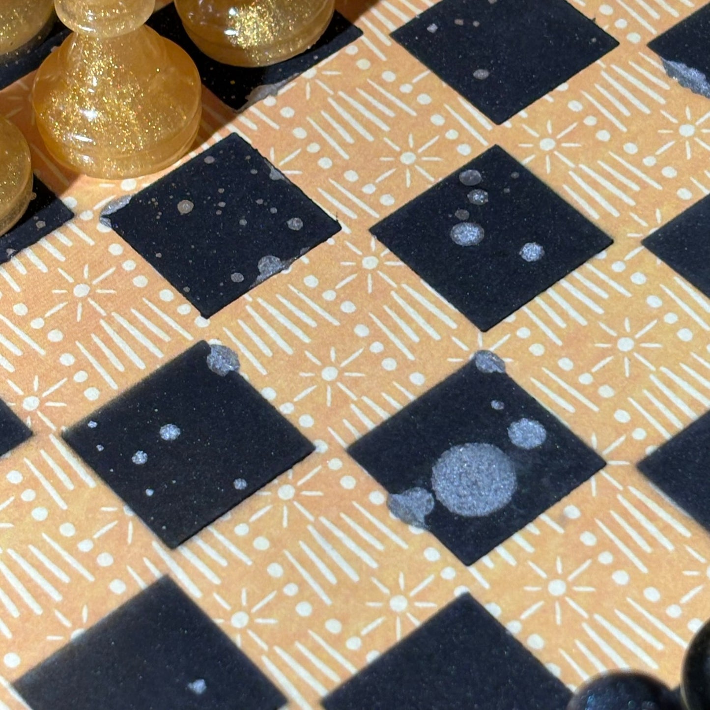 Sunset Yellow Pattern - Scrapbook Chess Set