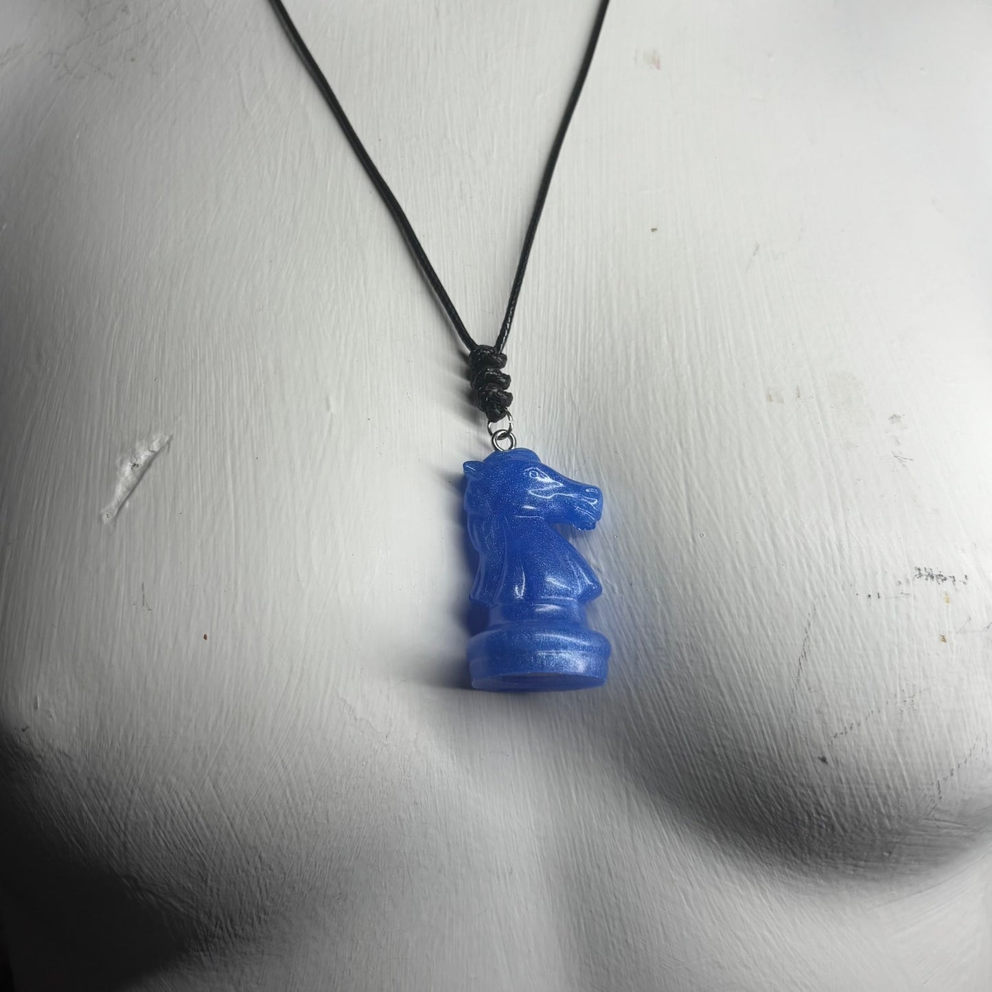 Solid Blue - Handmade Resin Chess Necklace