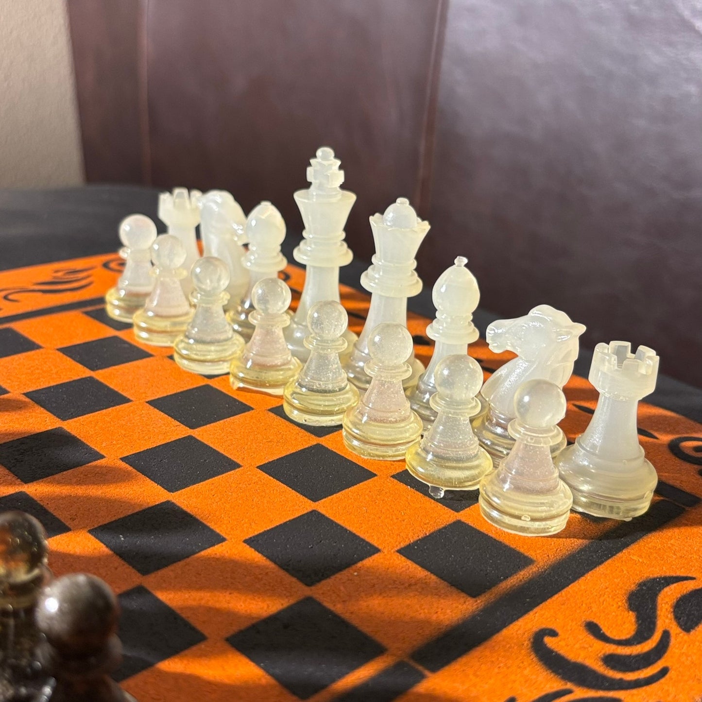 Orange & Black - Painted Chess Set