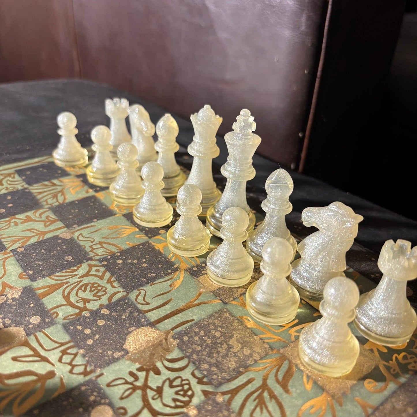 Golden Vintage Green - Scrapbook Chess Set