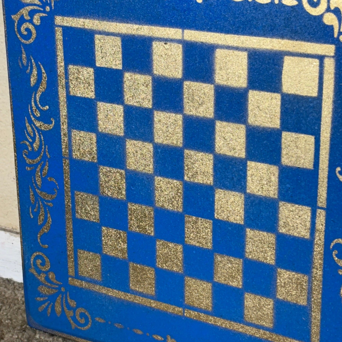 Golden Blue - Painted Chess Board