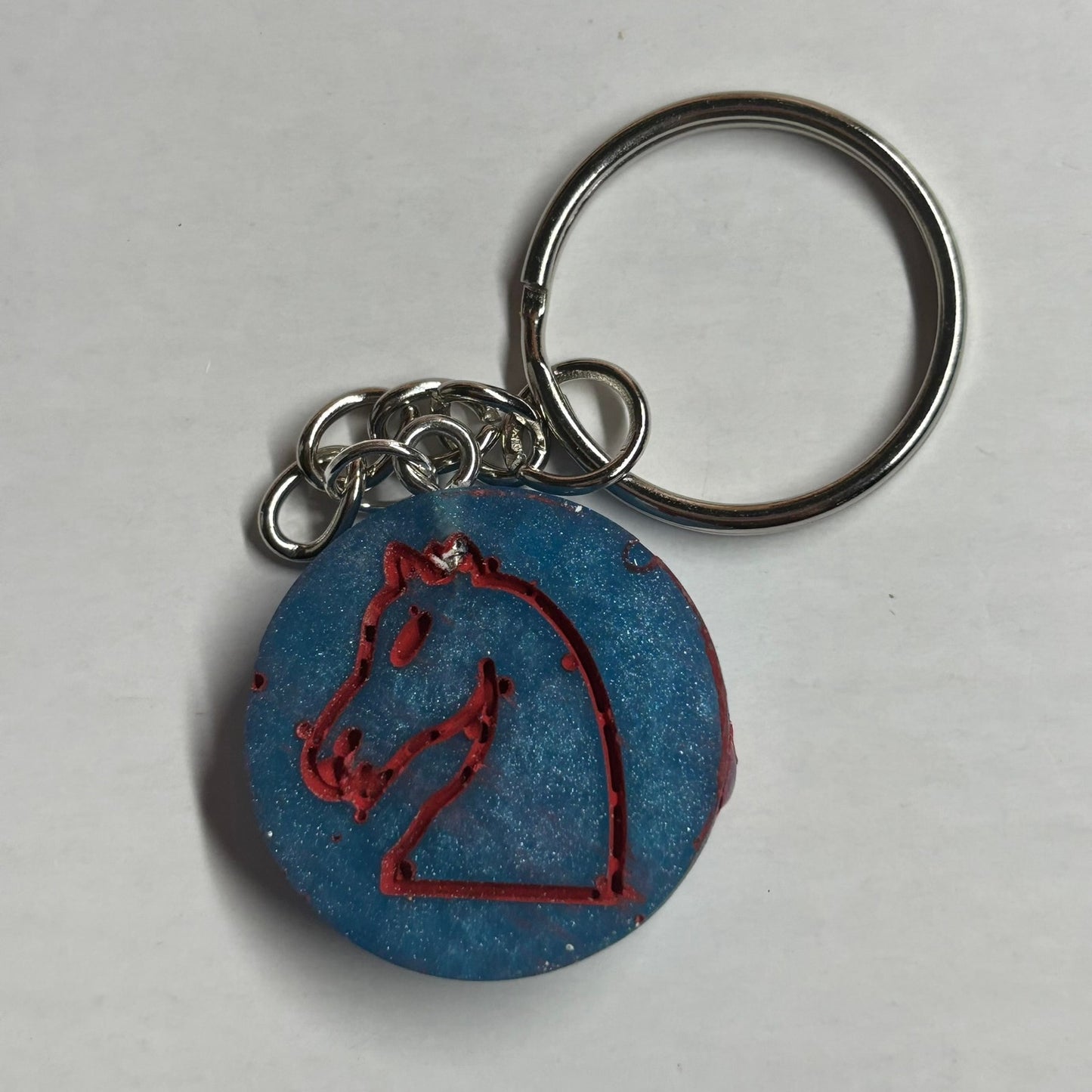 Blue Red Knight - Handmade Resin Keychain