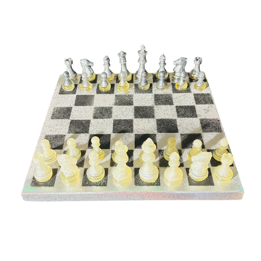 Silver & Black - Painted Chess Set