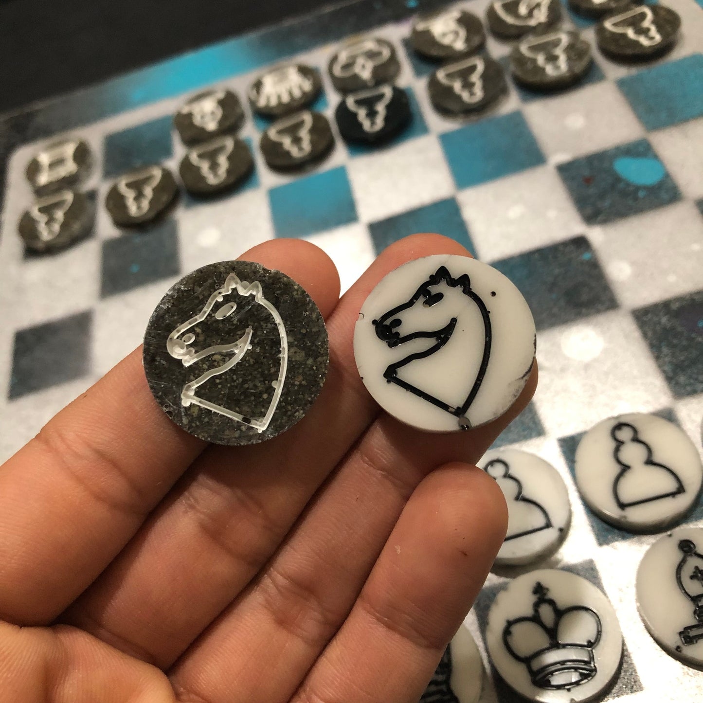 Blue Galaxy - Painted Chess Set