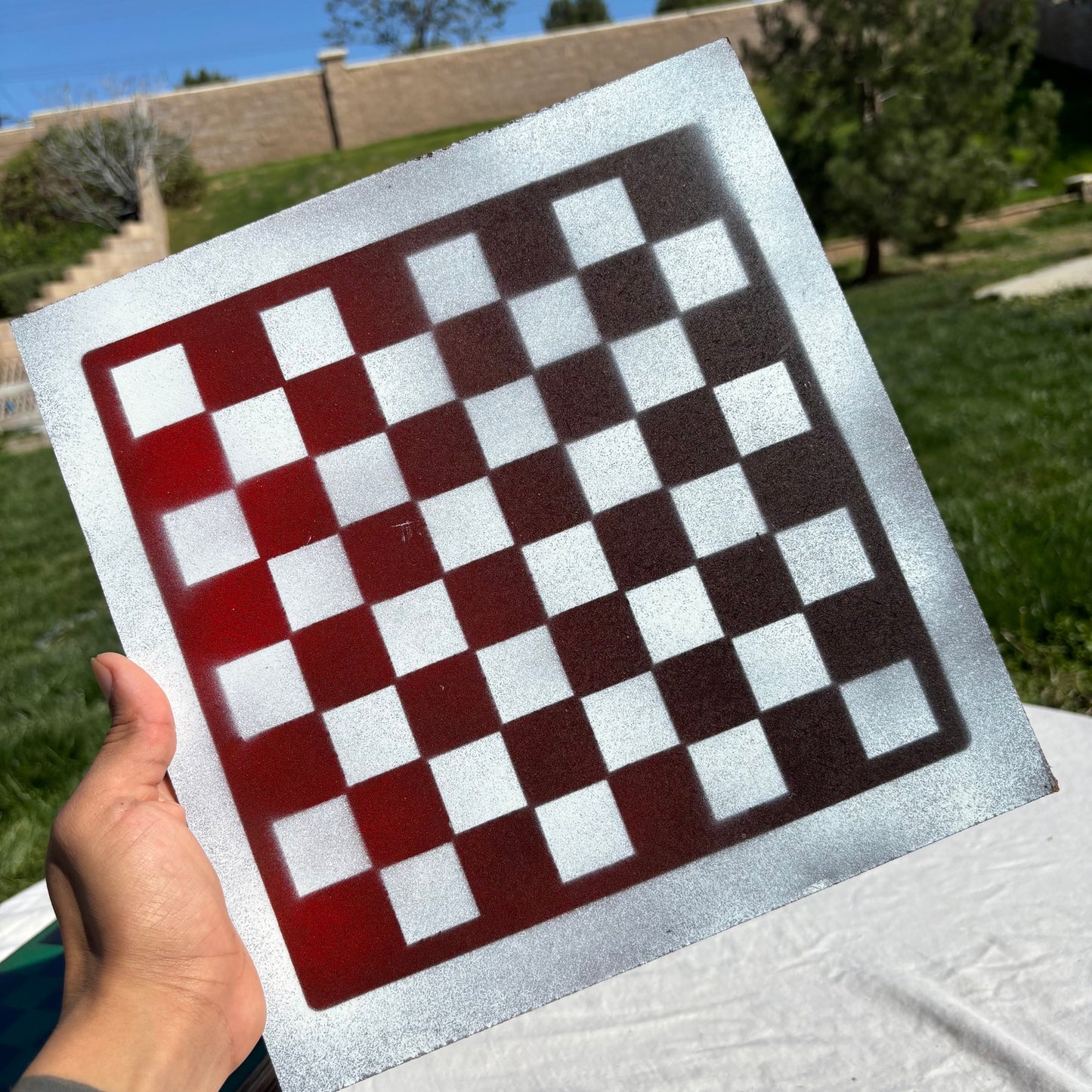 Red & White - Painted Chess Set