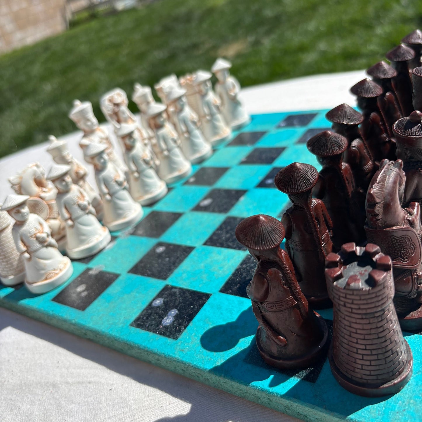 Aqua Green - Chinese Edition Chess Set
