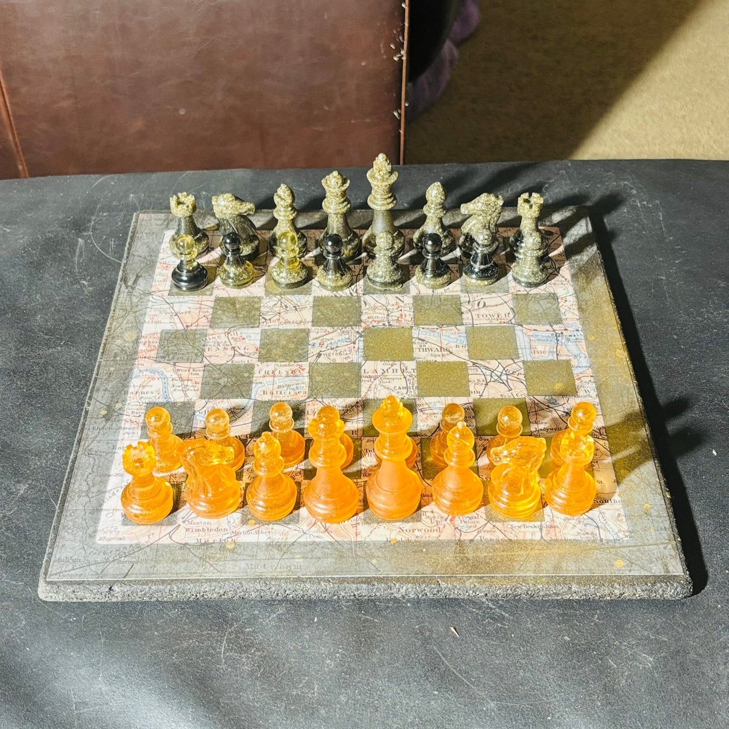 Amber Maps Pattern - Scrapbook Chess Set