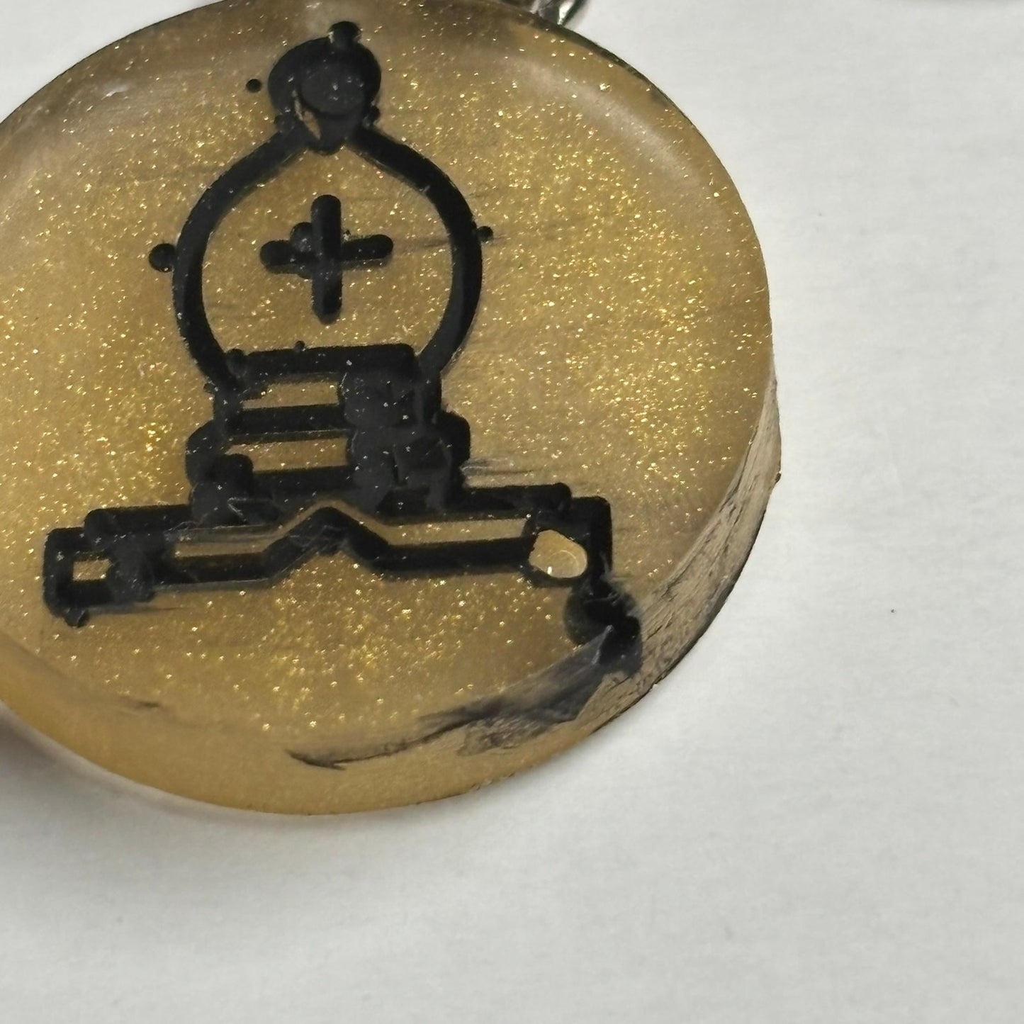 Brown/Yellow Bishop - Handmade Resin Keychain - Flat Edition