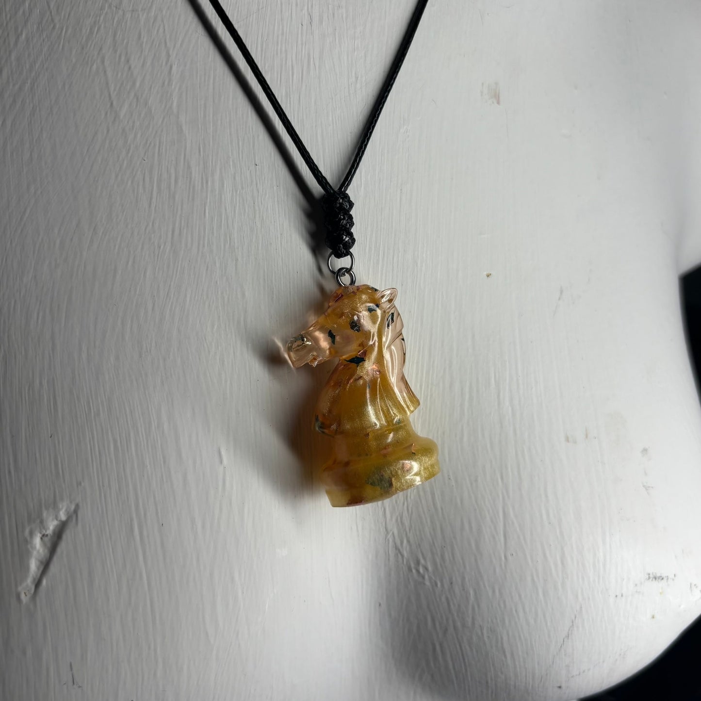 Golden Knight - Handmade Resin Chess Necklace