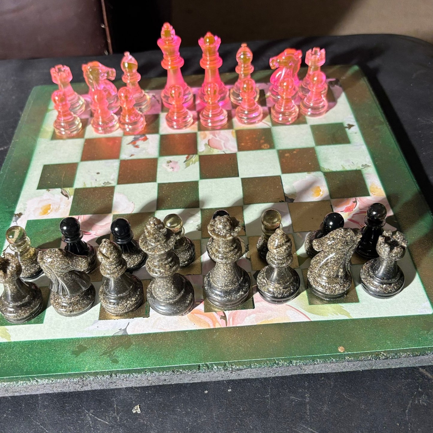 Luxury Pink Green - Scrapbook Chess Set