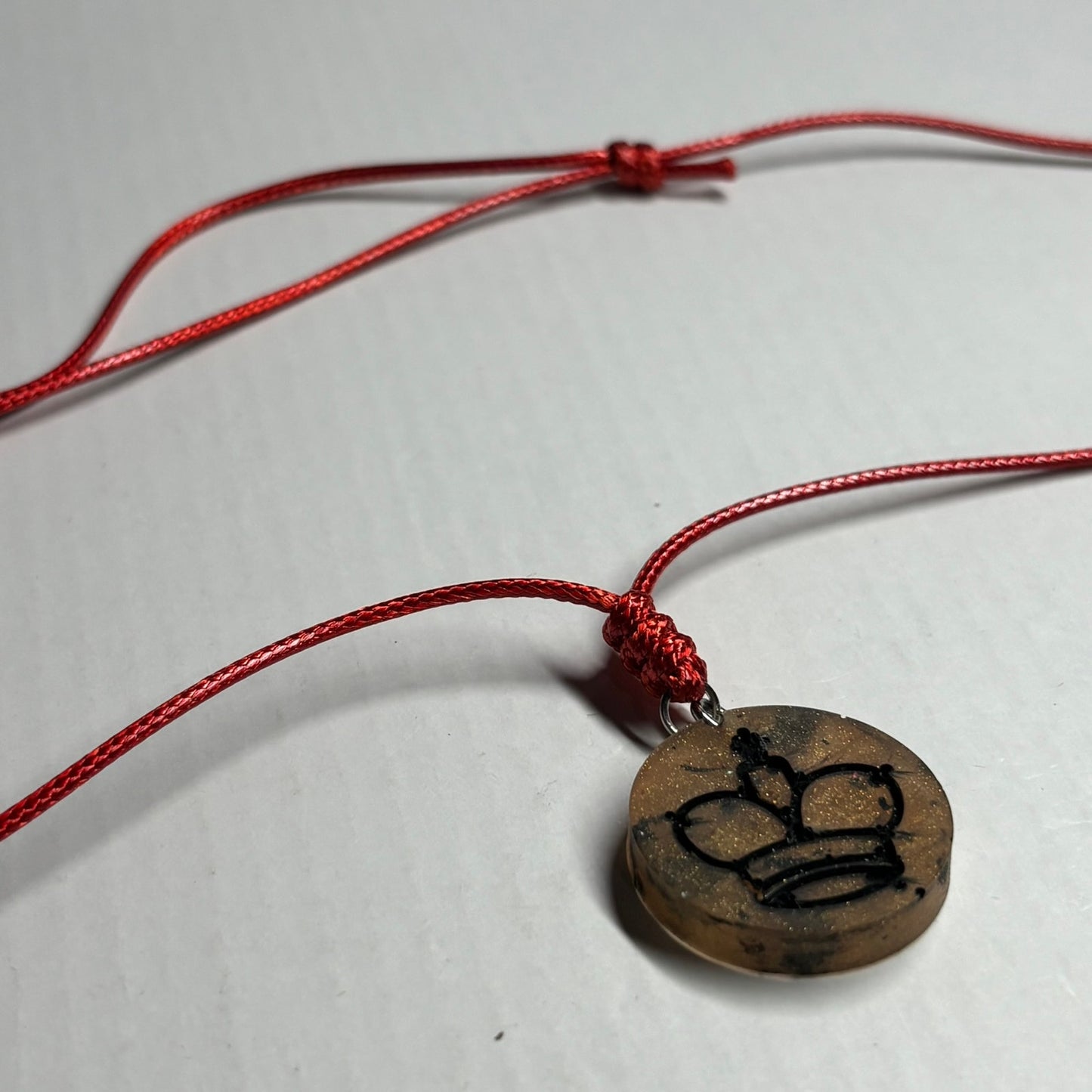 Dark Orange King - Handmade Resin Chess Necklace