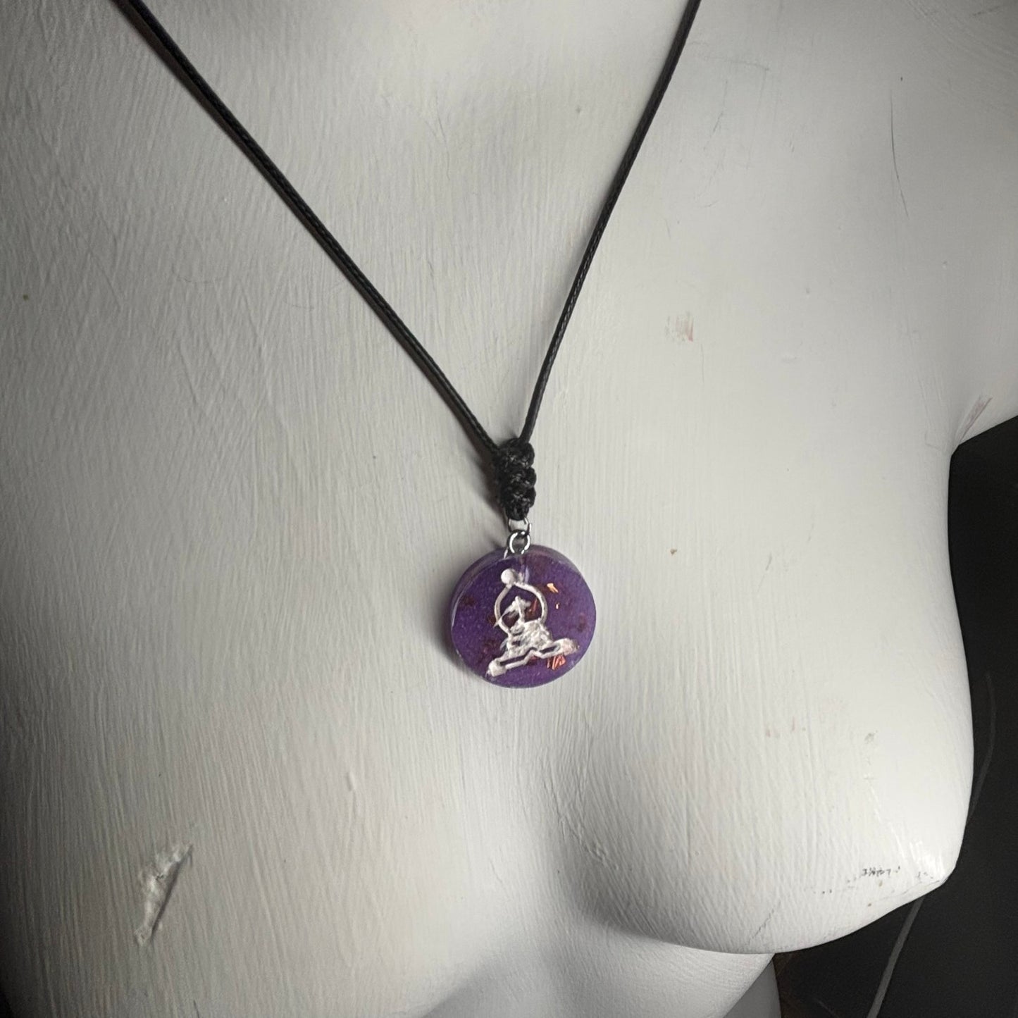 Purple Crystal Bishop - Handmade Resin Chess Necklace